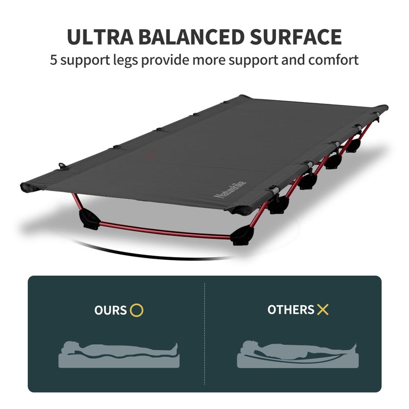 Naturehike GreenWild Camping Cot, Ultralight Folding Backpacking Cot, Supports 330lbs, Portable Camping Bed for Adults for Camping Hiking Travel Home, Black - Image 5